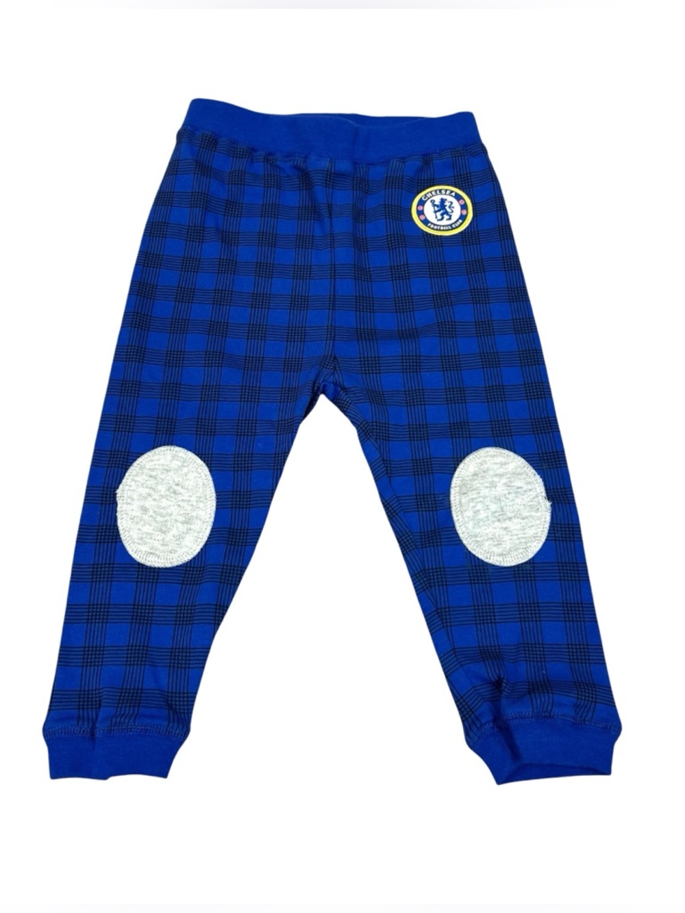 Chelsea FC Soccer Football Baby Boys Blue Black Plaid Pants Size 12-18 Months